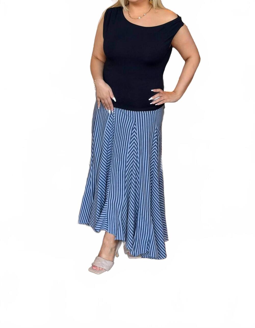 NEW OLIVACEOUS nava maxi skirt in blue stripe